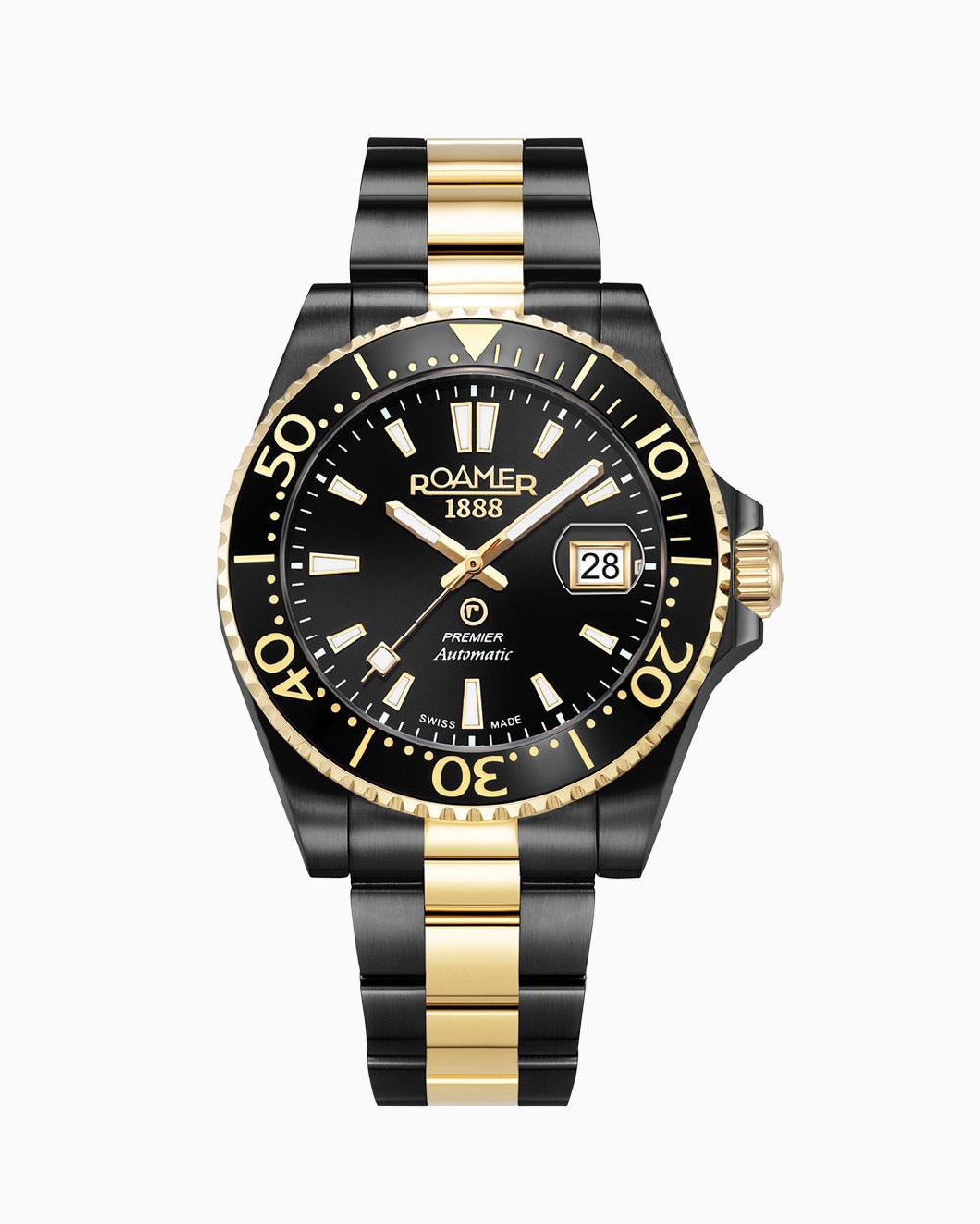 roamer Premier 42 mm Automatic Three-Hand Date Two-tone Bracelet Sapphire glass Stainless Steel swiss watch