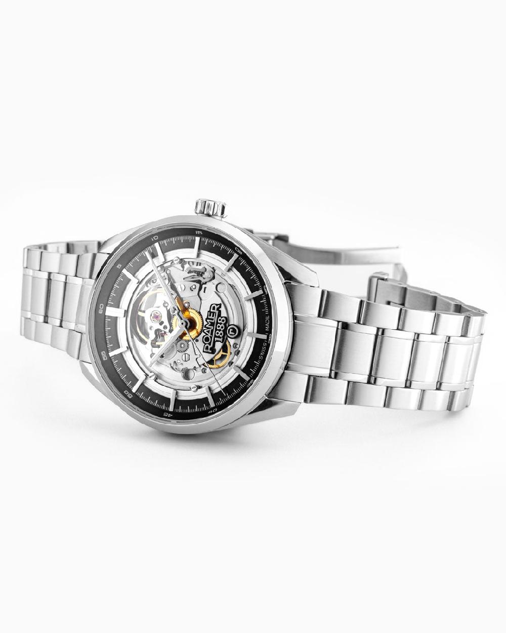 Roamer Pro Auto 42 Mm Automatic Three-Hand Black Dial Stainless Steel Bracelet Sapphire Antireflection Glass Stainless Steel Swiss Watch