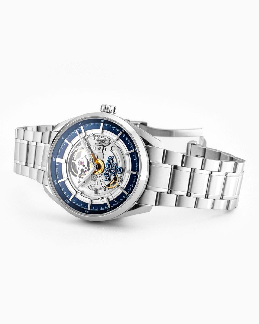 Roamer Pro Auto 42 Mm Automatic Three-Hand Blue Dial Silver Bracelet Sapphire Antireflection Glass Stainless Steel Swiss Watch