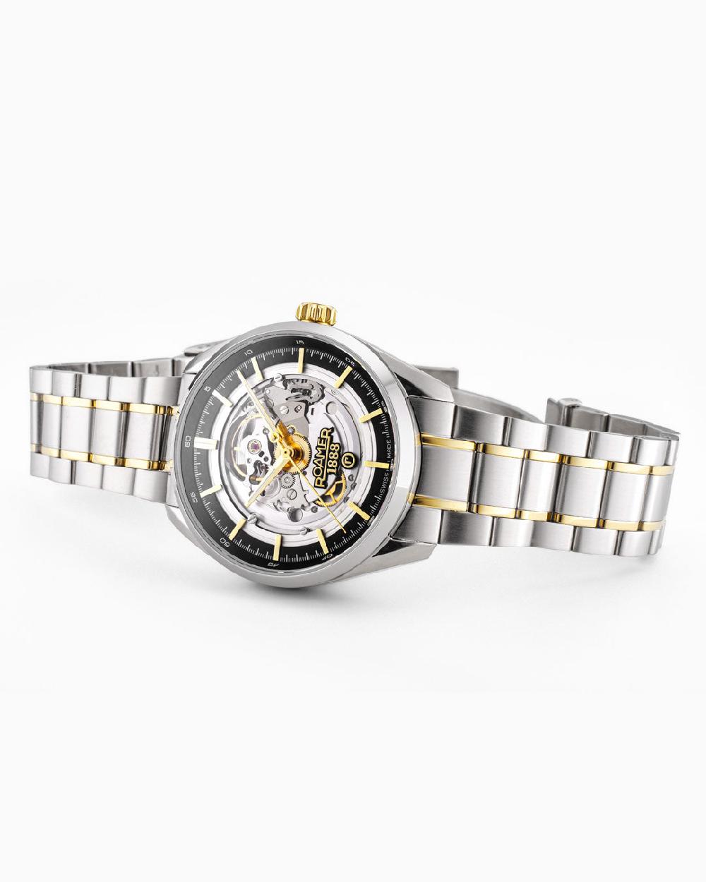 Roamer Pro Auto 42 Mm Automatic Three-Hand Two-Tone Black Dial Bracelet Sapphire Antireflection Glass Stainless Steel Swiss Watch