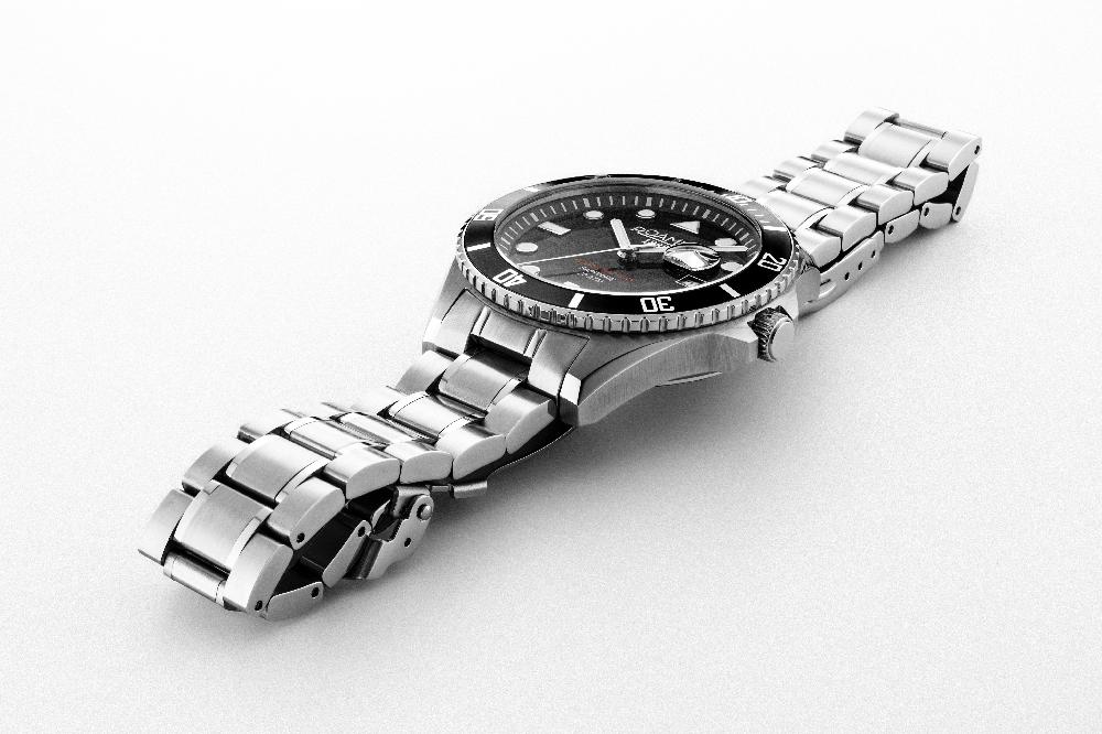 Roamer Pro Diver 200 43 Mm Quartz Three-Hand Date Black Gradient Dial Silver Bracelet Sapphire Glass Stainless Steel Swiss Watch