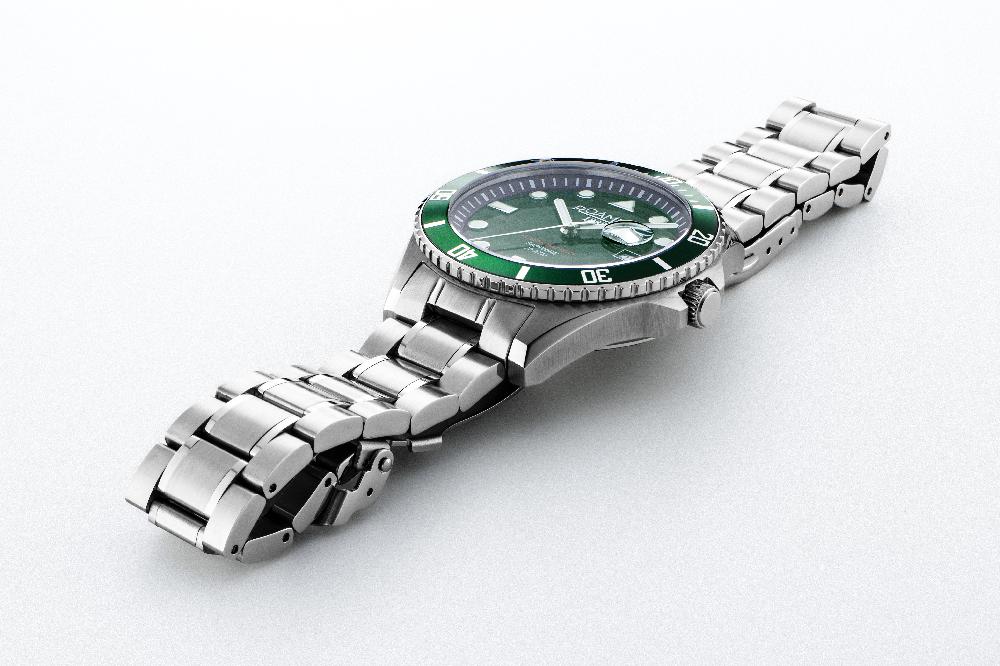 Roamer Pro Diver 200 43 Mm Quartz Three-Hand Date Green Gradient Dial Silver Bracelet Sapphire Glass Stainless Steel Swiss Watch