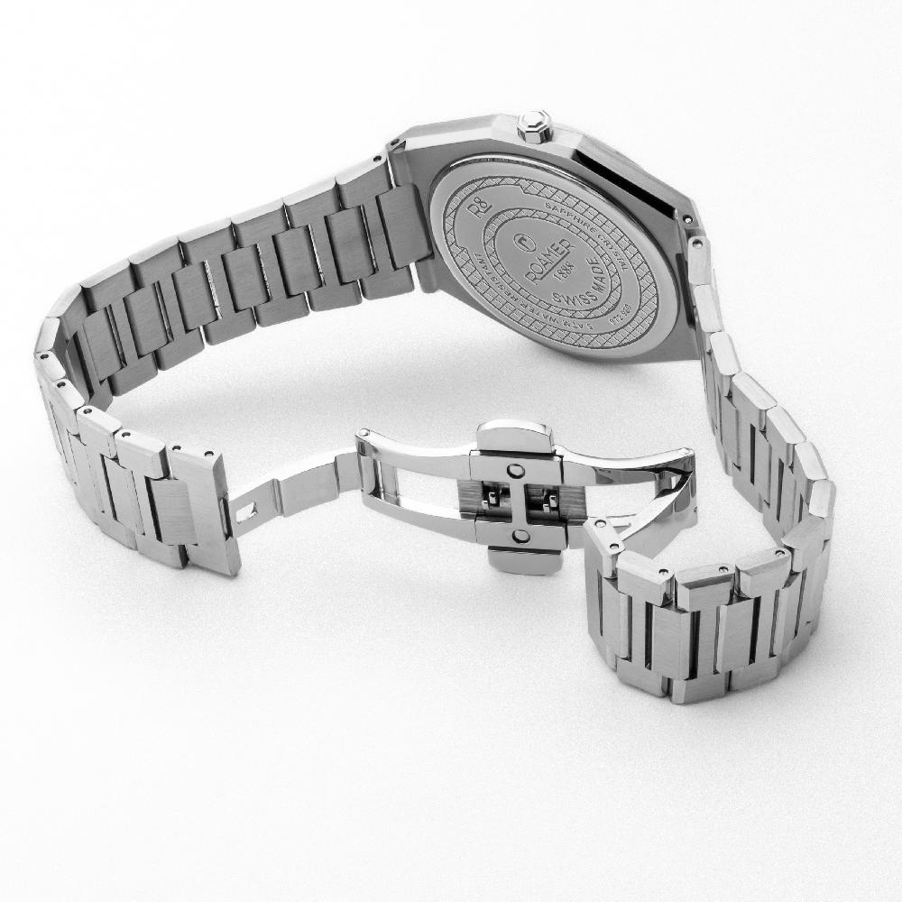 Roamer R8 Gents 41 Mm Quartz Three-Hand Date Light Blue Dial Silver Bracelet Sapphire Glass Stainless Steel Swiss Watch