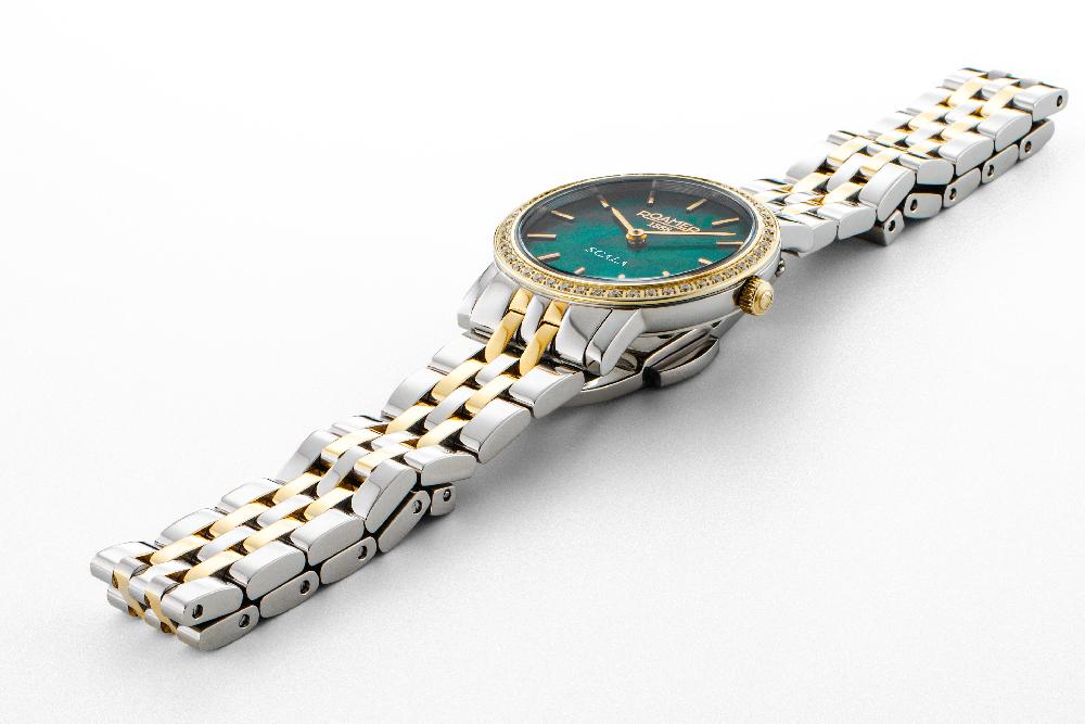 Roamer Scala 28 Mm Quartz Two-Hand Green Dial Two-Tone Bracelet Sapphire Glass Stainless Steel Swiss Watch