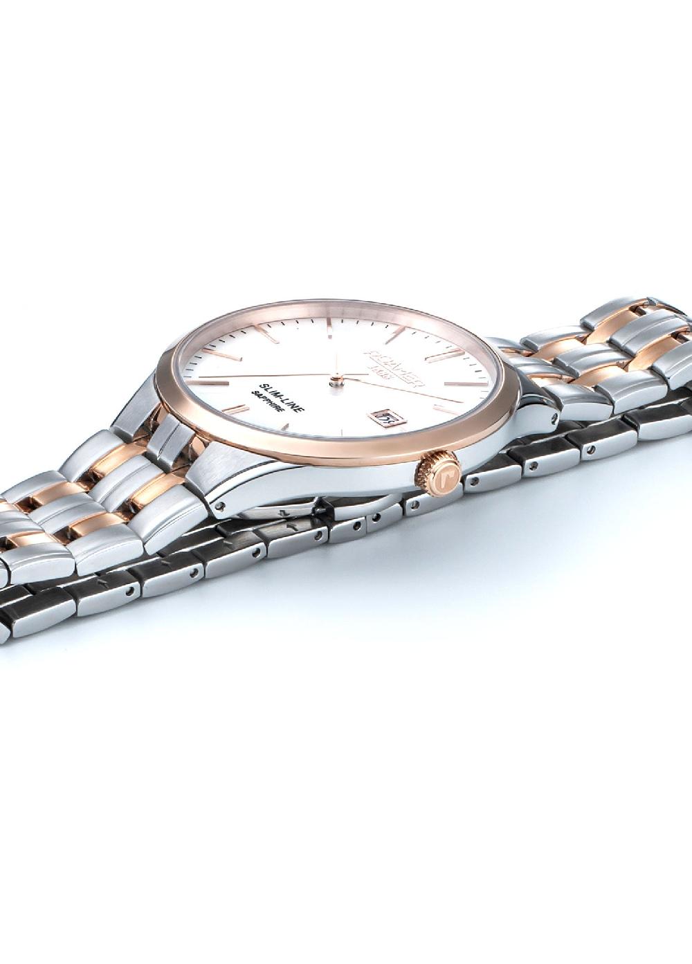 Roamer Slim Line Classic Ladies 30mm Quartz Two-Hand Date Two-Tone Bracelet Sapphire Glass Stainless Steel Swiss Watch