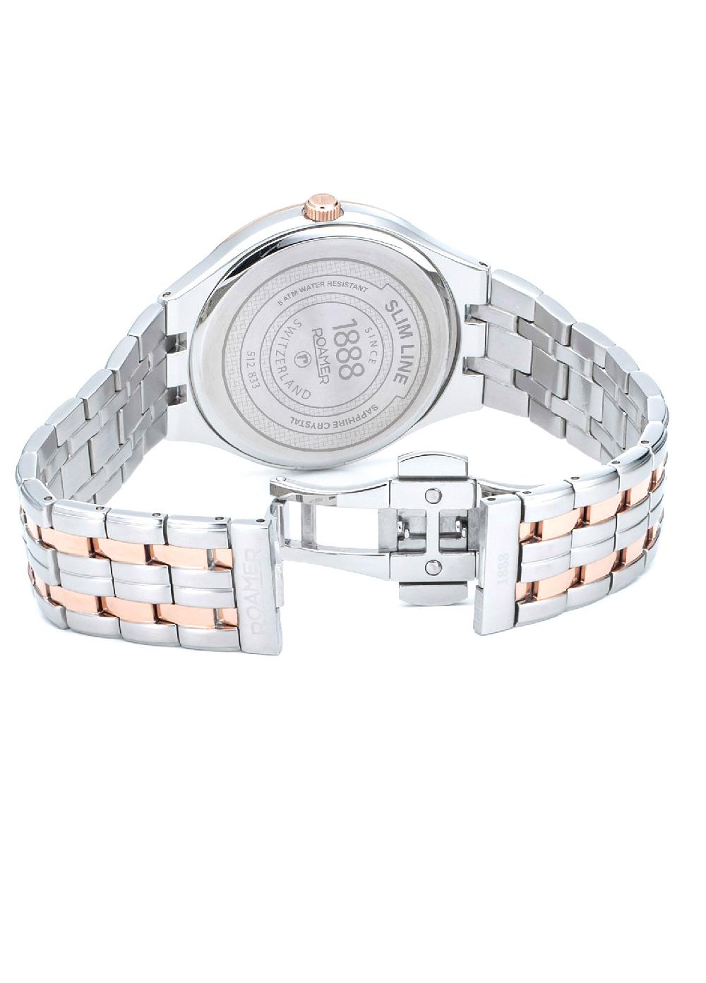 Roamer Slim Line Classic Ladies 30mm Quartz Two-Hand Date Two-Tone Bracelet Sapphire Glass Stainless Steel Swiss Watch