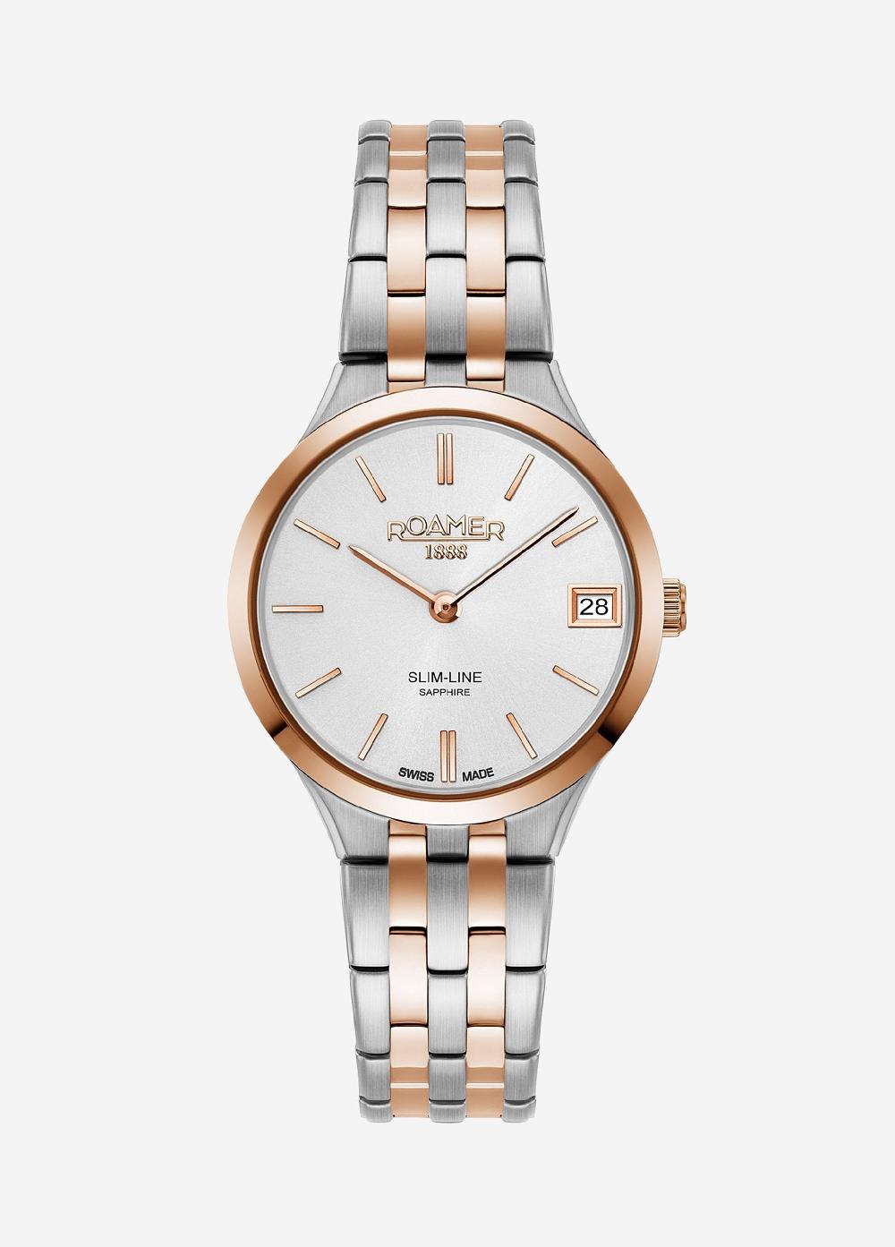 roamer Slim Line Classic Ladies 30mm Quartz Two-Hand Date Two-Tone Bracelet Sapphire glass Stainless Steel swiss watch