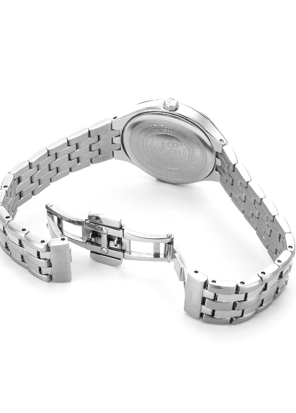 Roamer Slim Line Classic Ladies 30mm Quartz Two-Hand Date Sky Blue Dial Silver Bracelet Sapphire Glass Stainless Steel Swiss Watch