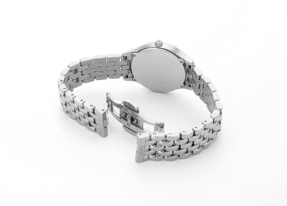 Roamer Soleure 30mm Quartz Two-Hand White Mop Dial Silver Bracelet Sapphire Glass Stainless Steel Swiss Watch