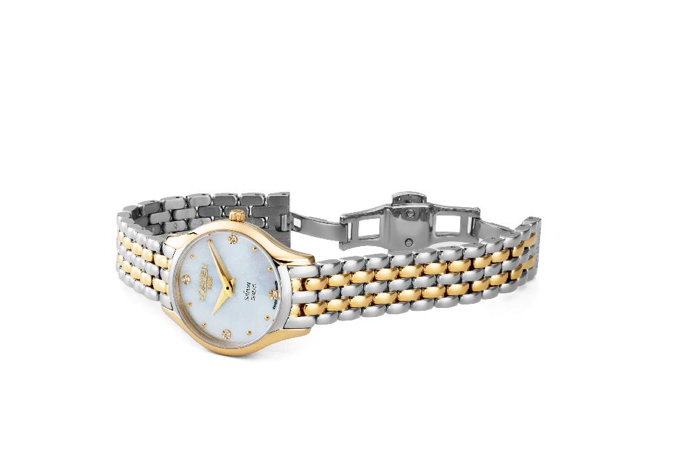 Roamer Soleure 30mm Quartz Two-Hand White Mop Dial Two-Tone Bracelet Sapphire Glass Stainless Steel Swiss Watch