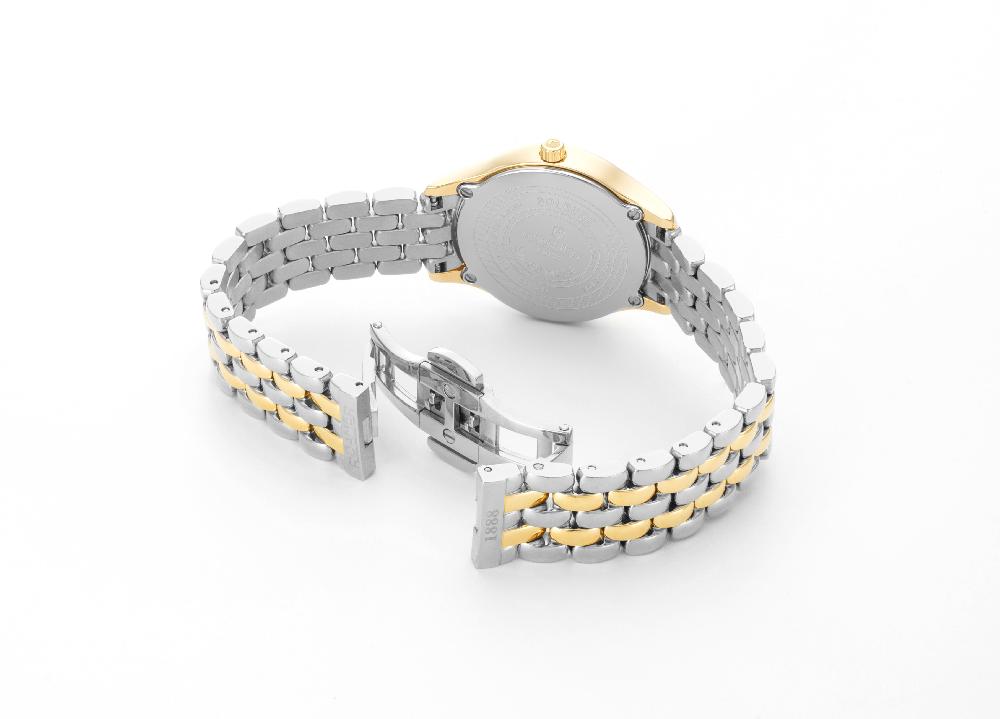 Roamer Soleure 30mm Quartz Two-Hand White Mop Dial Two-Tone Bracelet Sapphire Glass Stainless Steel Swiss Watch