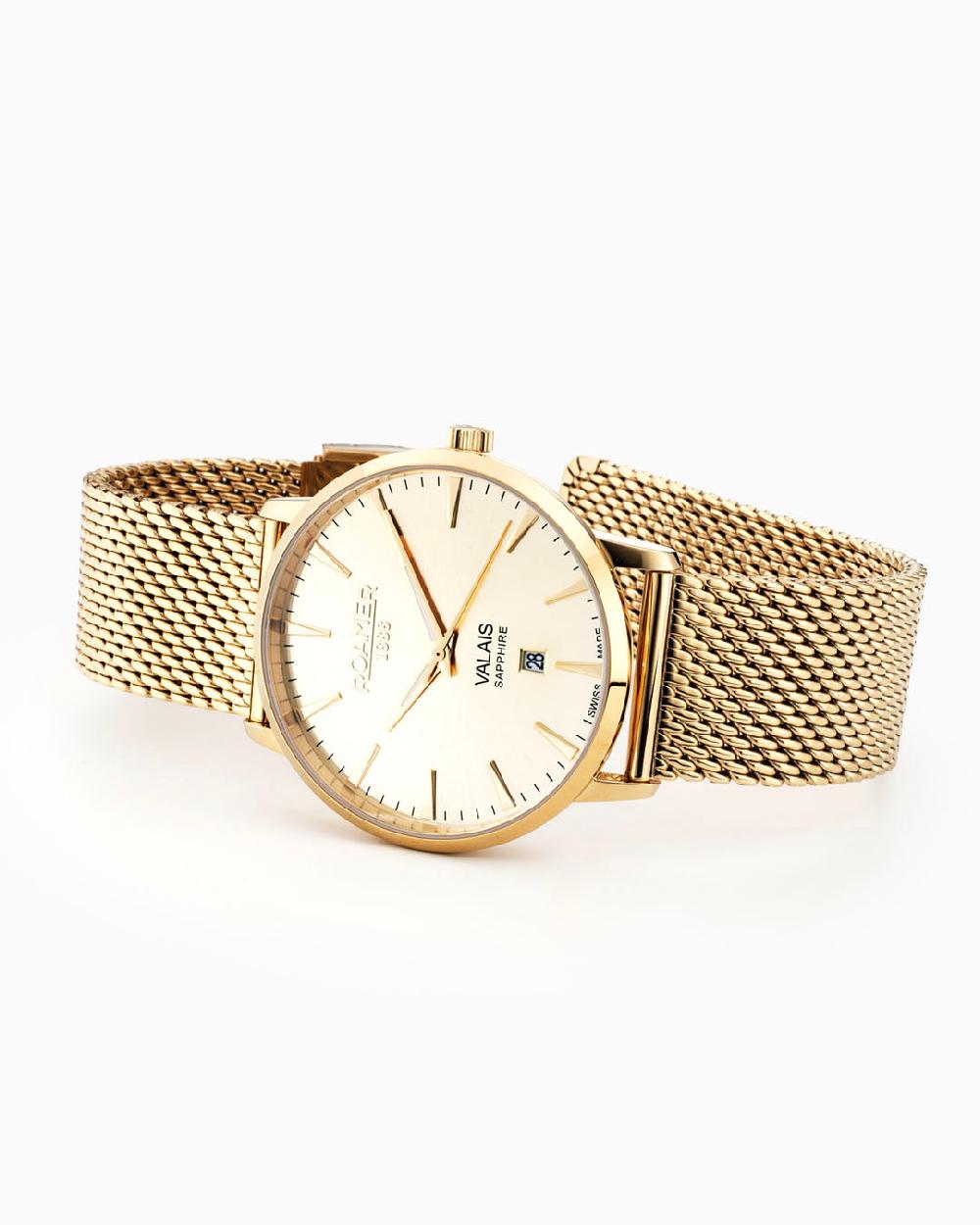 Roamer Valais Gents Interchangeable Box Set 42mm Quartz Three-Hand Date Brown Leather Strap Sapphire Glass Stainless Steel Swiss Watch