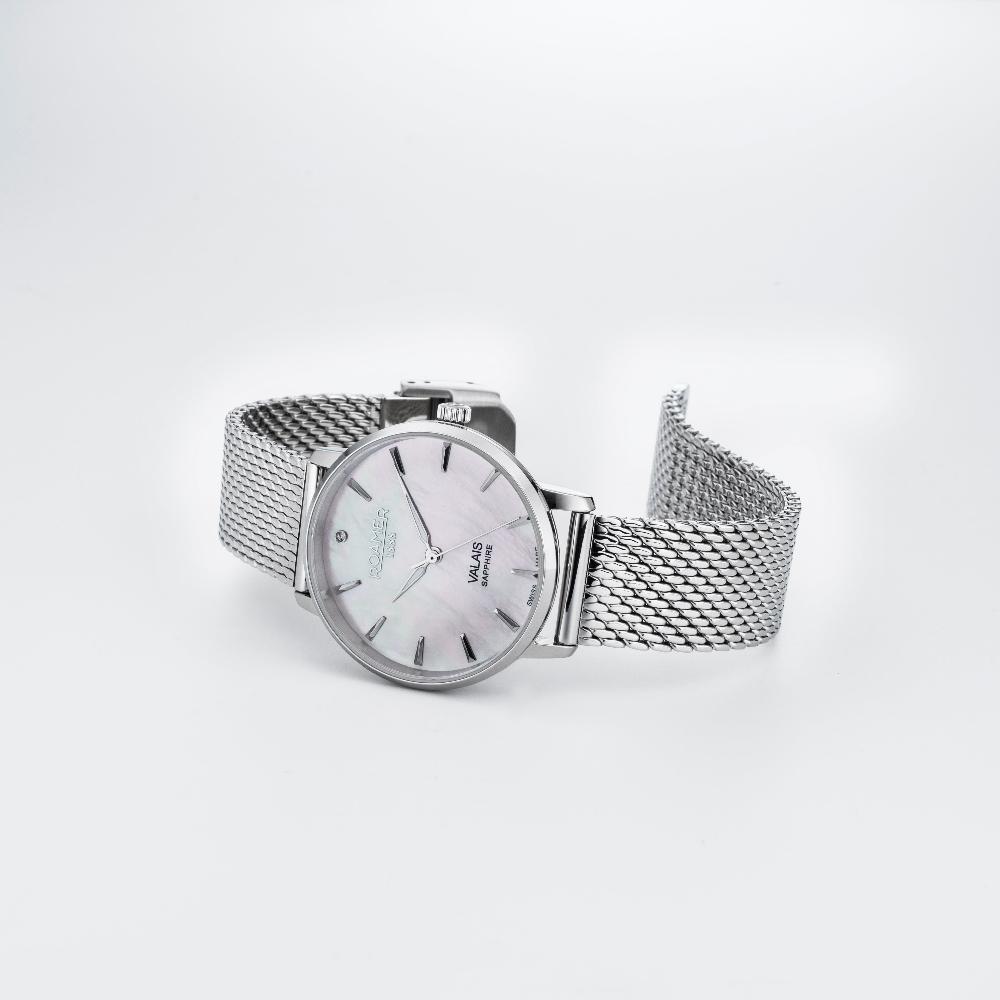 Roamer Valais Ladies Interchangeable Box Set 32mm Quartz Three-Hand Date Black Leather Strap Sapphire Glass Stainless Steel Swiss Watch