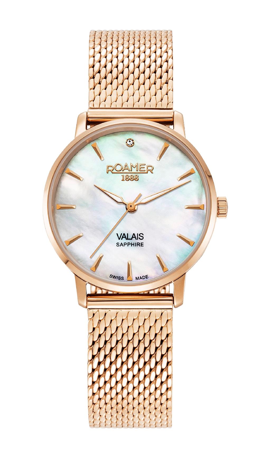 Roamer Valais Ladies Interchangeable Box Set 32mm Quartz Three-Hand Date Brown Leather Strap Sapphire Glass Stainless Steel Swiss Watch