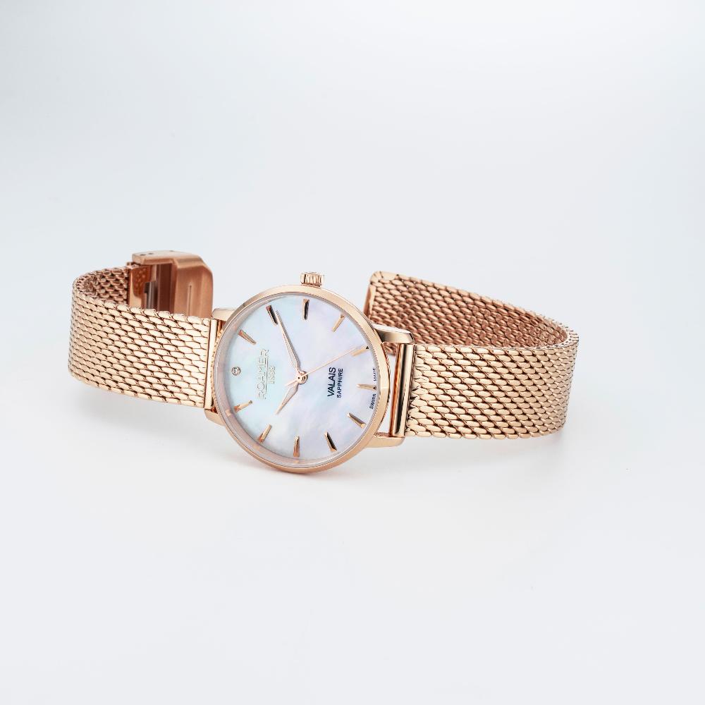 Roamer Valais Ladies Interchangeable Box Set 32mm Quartz Three-Hand Date Brown Leather Strap Sapphire Glass Stainless Steel Swiss Watch