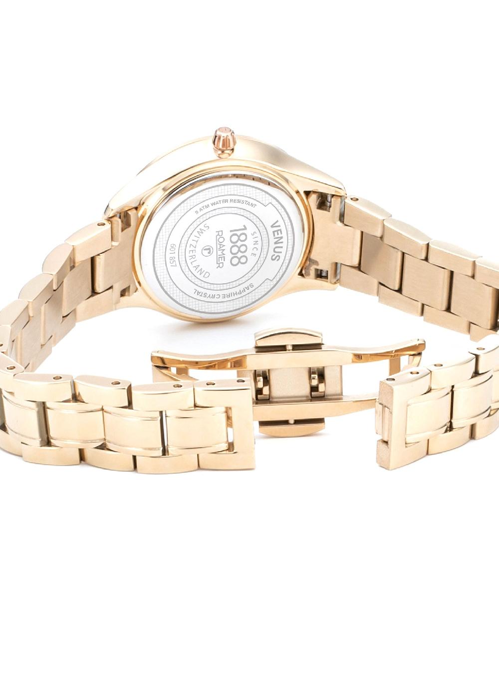 Roamer Venus Diamond 30mm Quartz Two-Hand Gold Bracelet Sapphire Glass Stainless Steel Swiss Watch