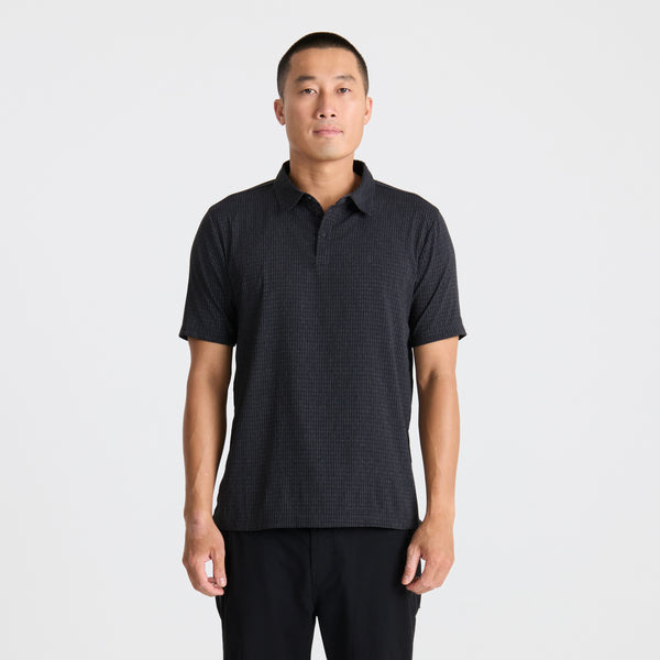 Roark Bless Up Breathable Stretch Polo Shirt In Black