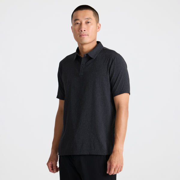 Roark Bless Up Breathable Stretch Polo Shirt In Black