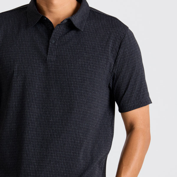 Roark Bless Up Breathable Stretch Polo Shirt In Black