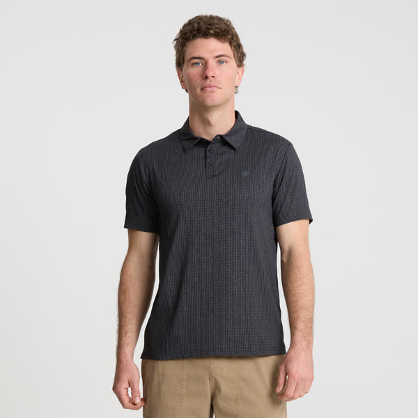 Roark Bless Up Breathable Stretch Polo Shirt In Black