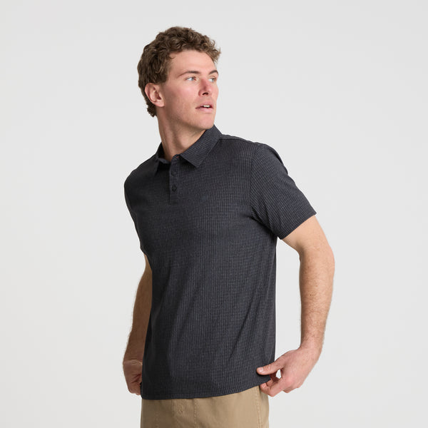 Roark Bless Up Breathable Stretch Polo Shirt In Black