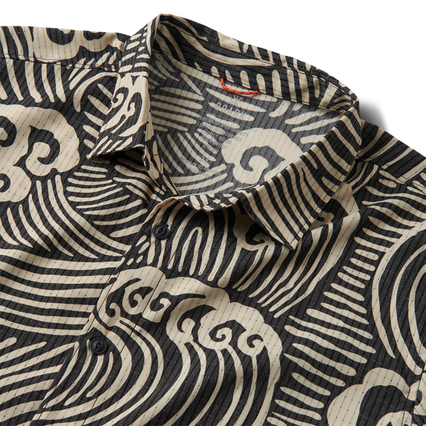 Roark Bless Up Breathable Stretch Shirt In Black Wave