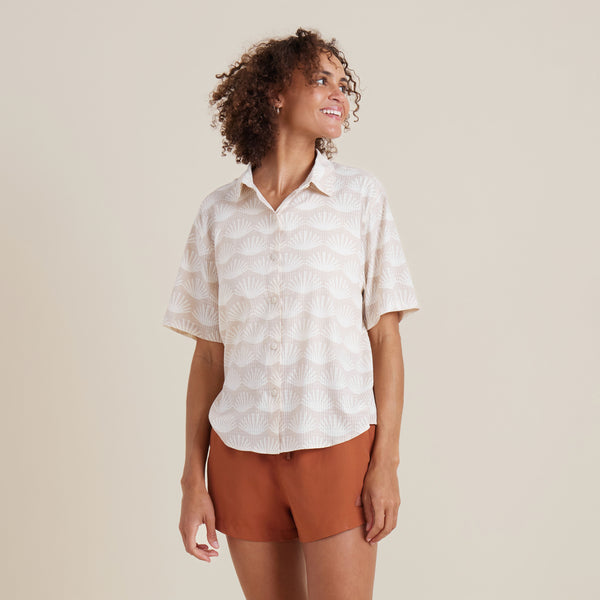 Roark Bless Up Breathable Stretch Shirt In Eggshell