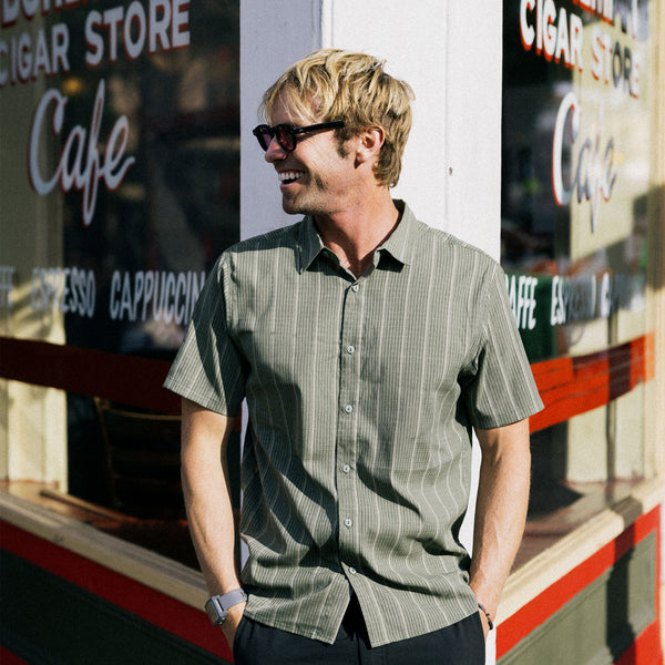 Roark Bless Up Breathable Stretch Shirt In Military Stripes
