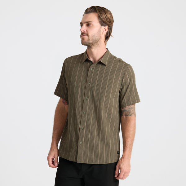 Roark Bless Up Breathable Stretch Shirt In Military Stripes