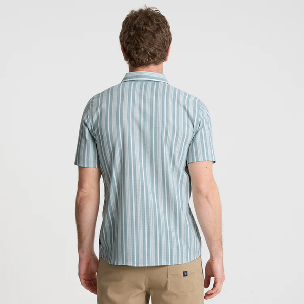 Roark Bless Up Breathable Stretch Shirt In Stripe Dusty Blue