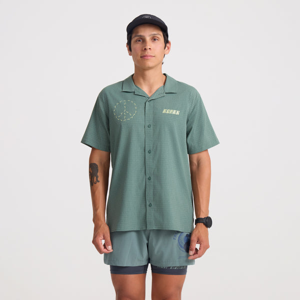 Roark Bless Up Trail Button Up Shirt In Slate Green