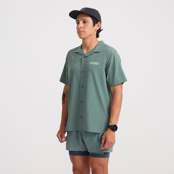 Roark Bless Up Trail Button Up Shirt In Slate Green