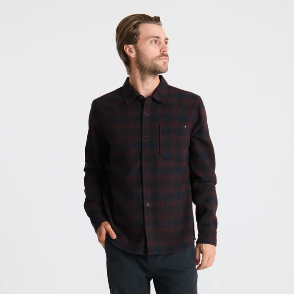 Roark Crossroads Organic Cotton Flannel In Dark Brown