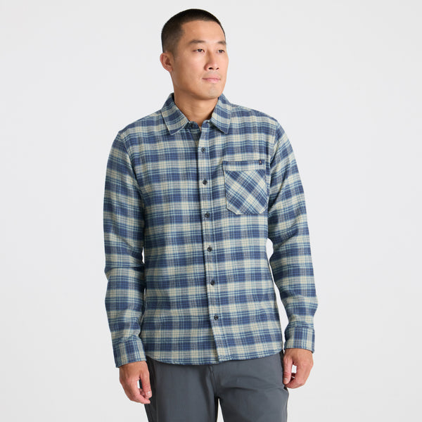 Roark Crossroads Organic Cotton Flannel In Deep Blue