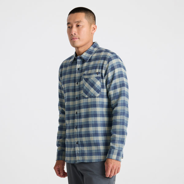 Roark Crossroads Organic Cotton Flannel In Deep Blue