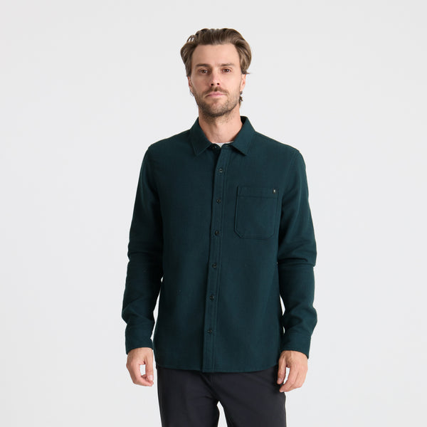Roark Crossroads Organic Cotton Flannel In Deep Navy Herringbone