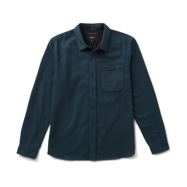 roark Crossroads Organic Cotton Flannel in Deep Navy Herringbone