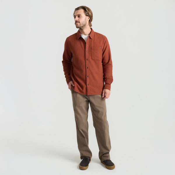Roark Crossroads Organic Cotton Flannel In Red Clay Herringbone