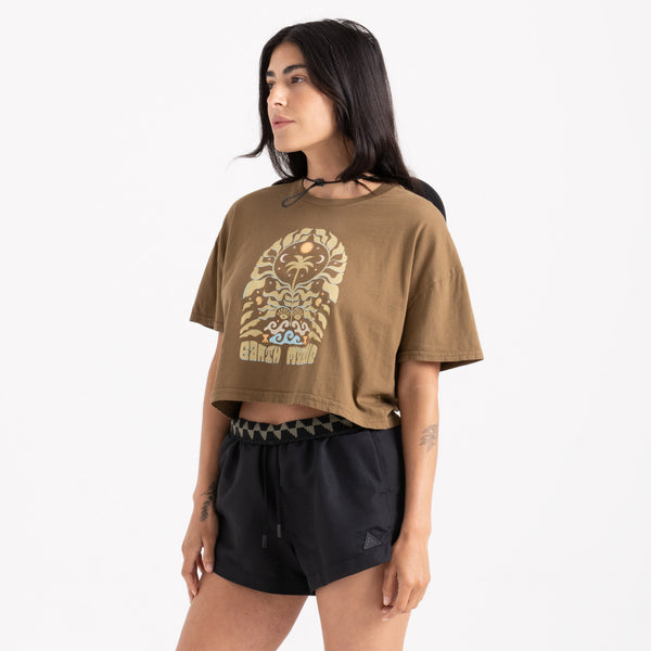 Roark Earth Mystic Cropped Boxy Premium Tee In Woodland