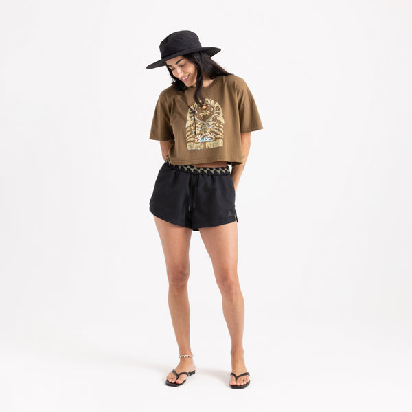 Roark Earth Mystic Cropped Boxy Premium Tee In Woodland