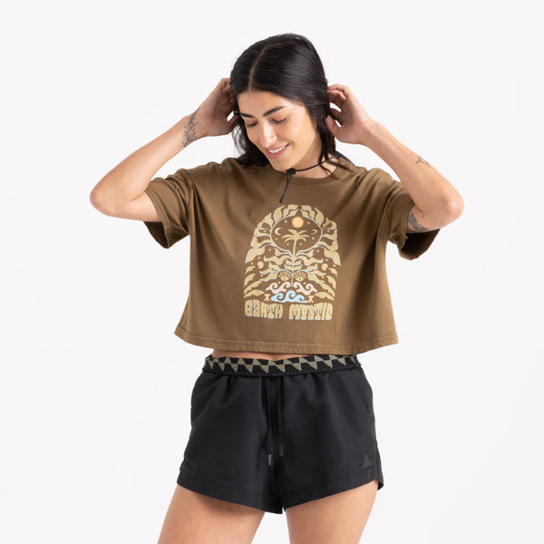 roark Earth Mystic Cropped Boxy Premium Tee in Woodland