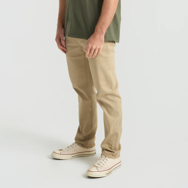 Roark HWY 128 5-Pocket Broken Twill Denim In Desert Khaki
