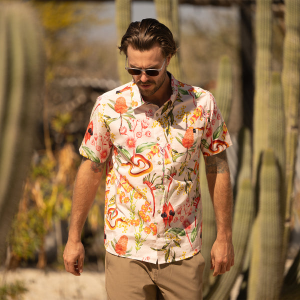 Roark Journey Short Sleeve Button Up Shirt In Dusty Violet