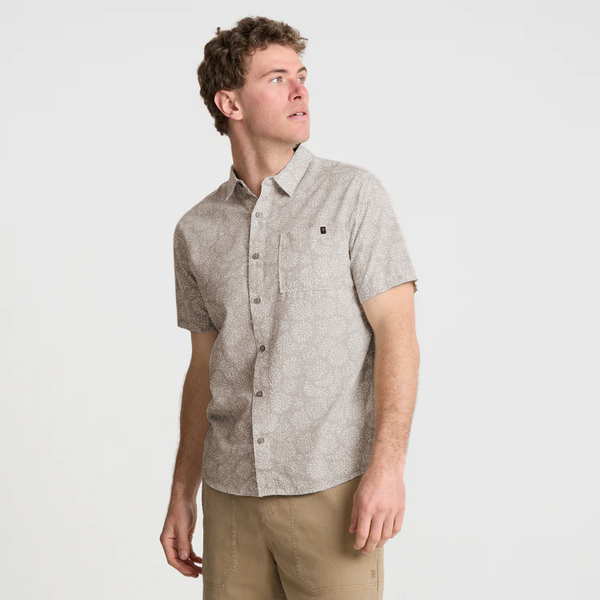 Roark Journey Short Sleeve Button Up Shirt In Ghost Grey