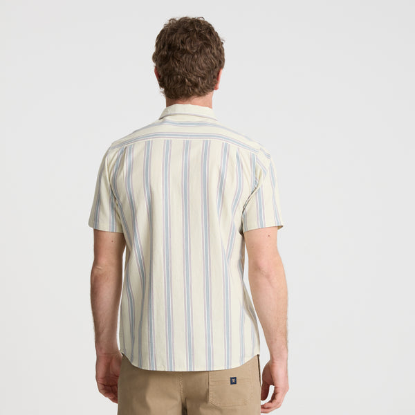 Roark Journey Short Sleeve Button Up Shirt In Stripe Seafoam