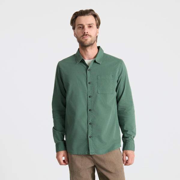 Roark Made To Fade Long Sleeve Button Up Shirt In Washed Slate Green