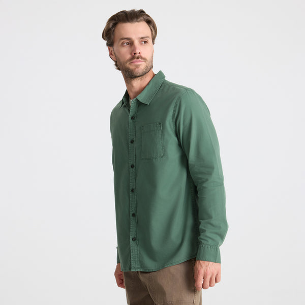 Roark Made To Fade Long Sleeve Button Up Shirt In Washed Slate Green