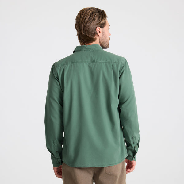 Roark Made To Fade Long Sleeve Button Up Shirt In Washed Slate Green