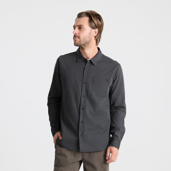 Roark Made To Fade Long Sleeve Button Up Shirt In Washed Charcoal