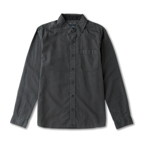 roark Made To Fade Long Sleeve Button Up Shirt in Washed Charcoal
